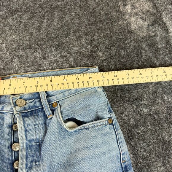 AGOLDE Light Blue Denim Jeans Cropped Raw Hem Button Fly Women's 25X24 - Picture 8 of 12